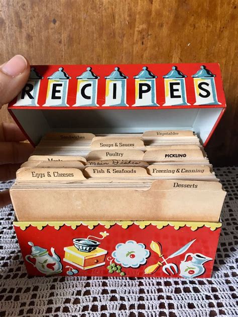 retro metal recipe box|vintage tin recipe boxes.